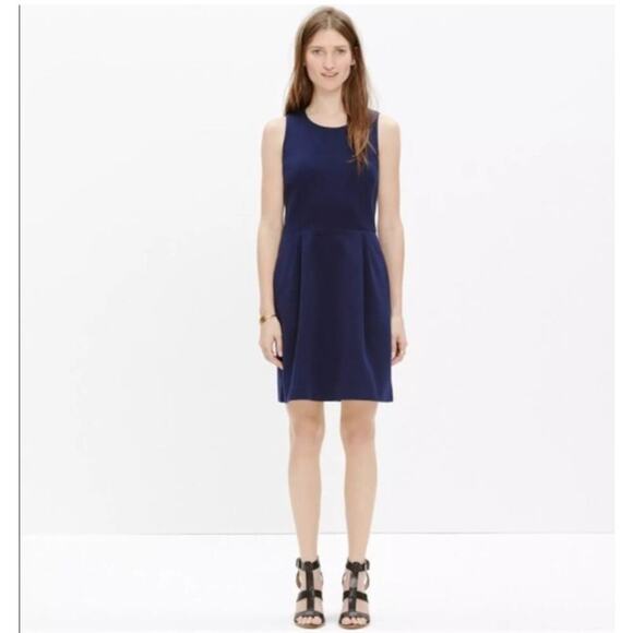 Madewell Navy Blue Verse Ponte Fit & Flare Pocket Sleeveless Mini Dress - Picture 1 of 7